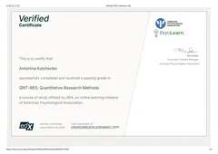   Сертифікат дослідницького курсу APA